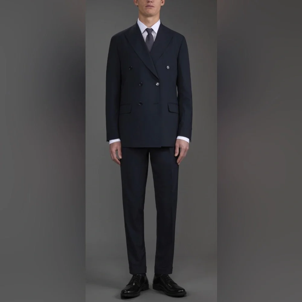 Doppelgänger Double-Breasted dark blue Suit